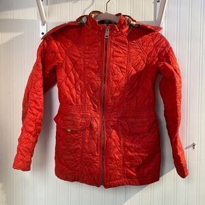 Burberry Kids Red Quilted Jacket with Hood Sz 12Y